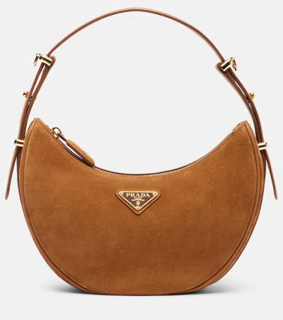 Prada Arqué Suede Shoulder Bag