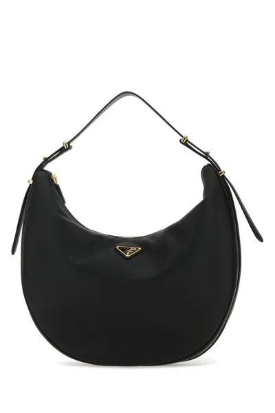 Prada Arqué Zipped Large Shoulder Bag In Black