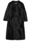 Prada Womens Black Aspen Round-neck Faux-fur Coat In Black
