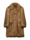 Prada Long-sleeved Coat In Nude & Neutrals