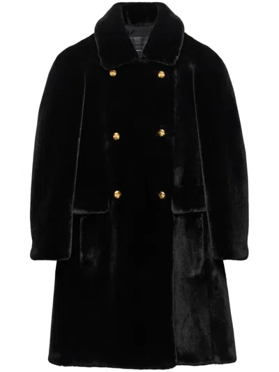 Prada Aspen Double-breasted Coat In Black