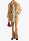 Prada Aspen Faux-fur Coat In Beige
