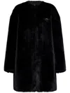 Prada Womens Black Aspen Round-neck Faux-fur Coat In Black