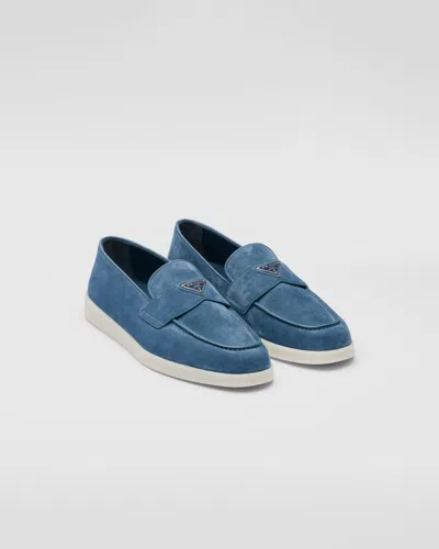 Prada Suede Loafers In Blue