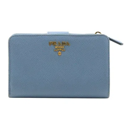 Pre-owned Prada Astrale Light Blue Saffiano Wallet (bi-fold) ()