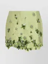 Prada Embroidered Silk And Wool Miniskirt In Yellow