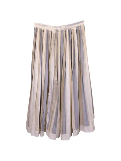 Pre-owned Prada Asymmetric-hem Striped Skirt In Neutral