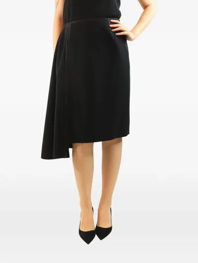 Pre-owned Prada Asymmetric Midi Skirt In Black