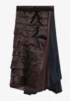 Prada Asymmetric Patchwork Skirt In Virgin Wool, Blue In Multi