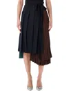 Prada Asymmetric Patchwork Skirt In Virgin Wool, Blue In Black