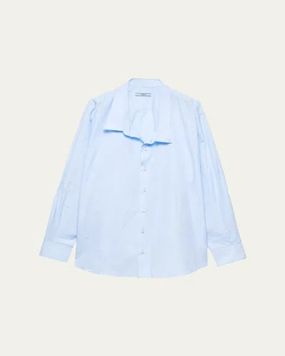 Prada Asymmetric Poplin Button-down Shirt In Blue