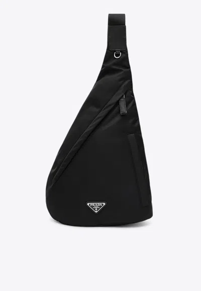 Prada Asymmetric Sling Backpack In Black