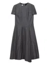 Prada Asymmetrical Short-sleeve Midi Dress In Gray