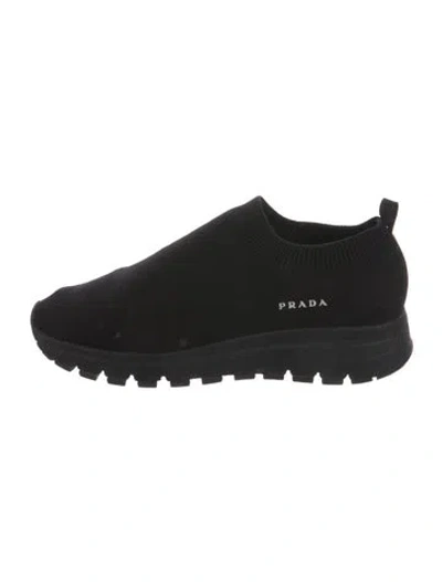 Pre-owned Prada Athletic Sneakers In Black