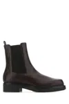 Prada Aubergine Leather Ankle Boots
