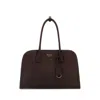 Prada Aubergine Leather Medium Shopping Bag In Brown