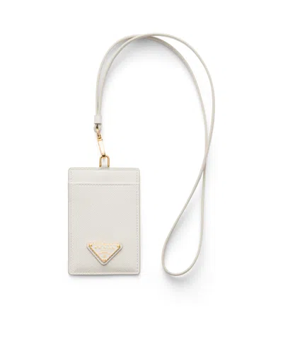 Prada Ausweisetui Aus Saffiano Leder In White