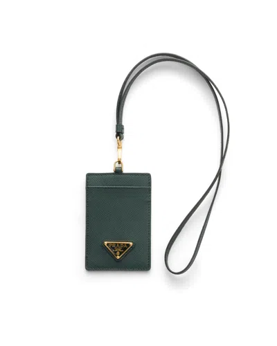 Prada Ausweisetui Aus Saffiano Leder In Green