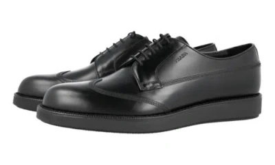 Pre-owned Prada Auth Luxury  Derby Business Shoes 2ee304 Black