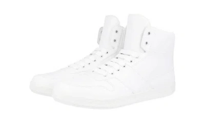 Pre-owned Prada Auth Luxury  High-top Sneakers Shoes 4t3368 White Leather