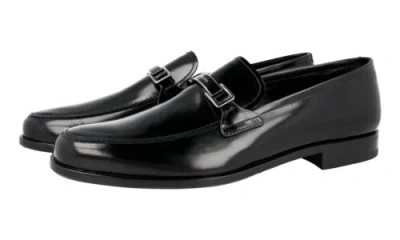 Pre-owned Prada Auth Luxury  Logo Business Shoes 2db179 Black Leather