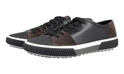 Pre-owned Prada Auth Luxury  Sneakers Shoes 4e3058 Black Brown Leather In Multicolor