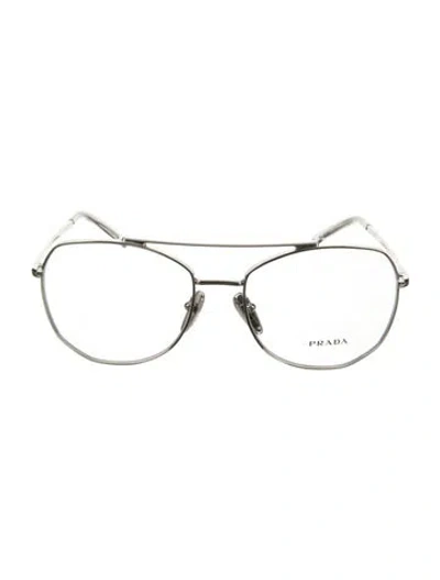 Pre-owned Prada Aviator Eyeglasses In Silver