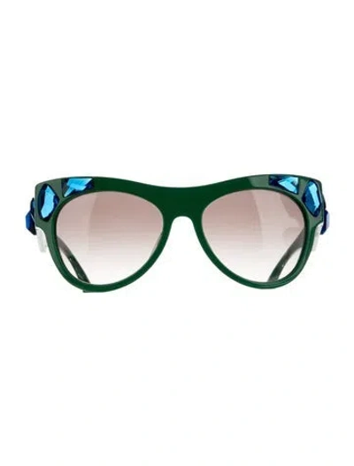 Pre-owned Prada Aviator Gradient Sunglasses In Green