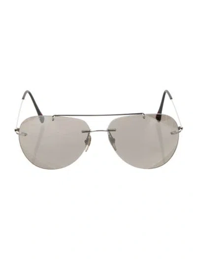 Pre-owned Prada Aviator Gradient Sunglasses In Metallic/silver