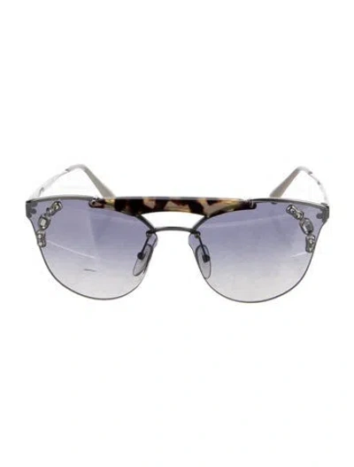 Pre-owned Prada Aviator Gradient Sunglasses In Silver