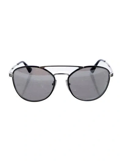 Pre-owned Prada Aviator Mirrored Sunglasses In Black
