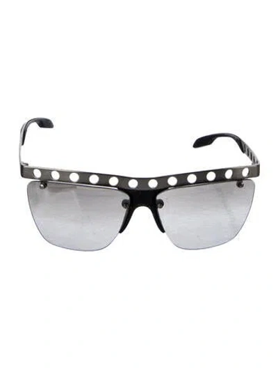 Pre-owned Prada Aviator Mirrored Sunglasses In Black