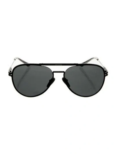 Pre-owned Prada Aviator Mirrored Sunglasses In Black