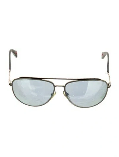 Pre-owned Prada Aviator Mirrored Sunglasses In Black