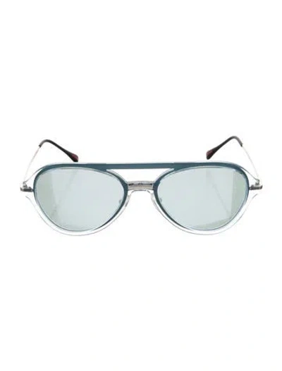 Pre-owned Prada Aviator Mirrored Sunglasses In Blue