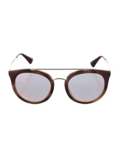 Pre-owned Prada Aviator Mirrored Sunglasses In Brown