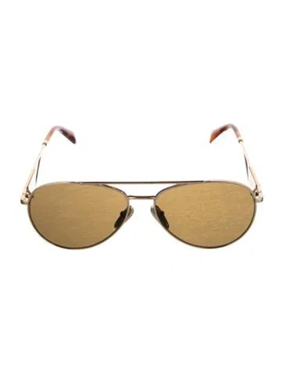 Pre-owned Prada Aviator Mirrored Sunglasses In Gold