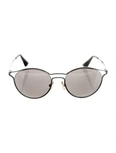 Pre-owned Prada Aviator Mirrored Sunglasses In Silver