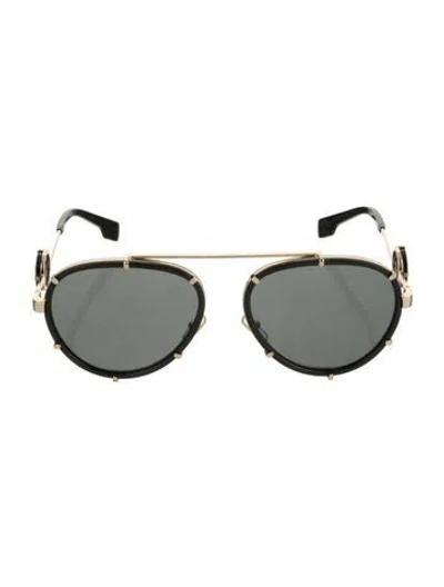 Pre-owned Prada Aviator Mirrored Sunglasses W/ Tags In Black/gold