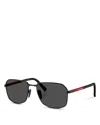 Prada Linea Rossa 57mm Rectangular Sunglasses In Matte Black