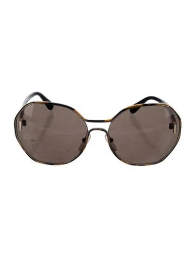 Pre-owned Prada Aviator Tinted Sunglasses In Brown