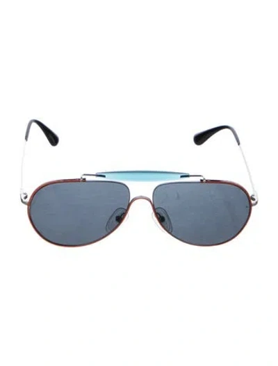 Pre-owned Prada Aviator Tinted Sunglasses In Silver