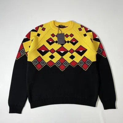 Pre-owned Prada A/w 20 Geometric Patterned Sweater In Black