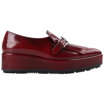 Pre-owned Prada A/w 2013 Burgundy Red Spazzolato Leather Pointed Toe Platform Oxford Shoe