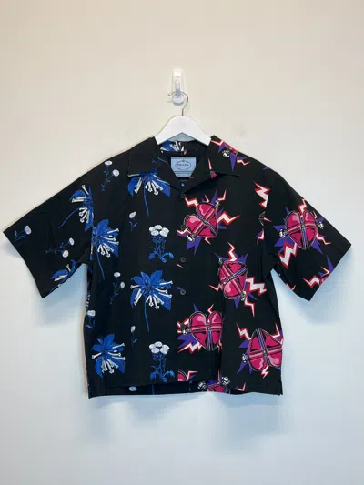 Pre-owned Prada Aw19 Double Match Poplin Shirt In Black