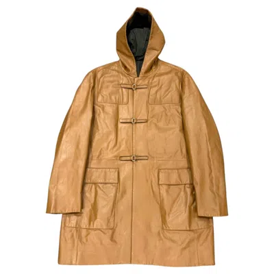Pre-owned Prada A/w1999  Runway Leather Hooded Duffle Coat In Brown