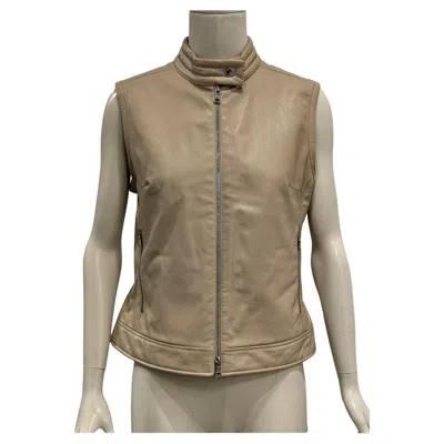 Pre-owned Prada A/w2000  Biker Leather Vest In Brown