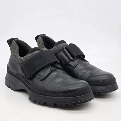 Pre-owned Prada - Aw99 Velcro Brixxen Low Boot In Black