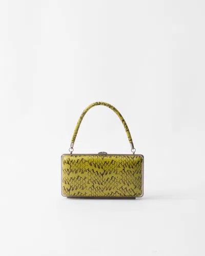 Prada Ayers Leather Clutch In Efeugrün