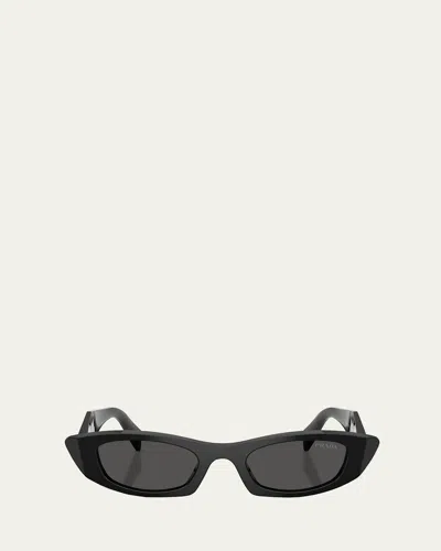 Prada B16sf Acetate Oval Sunglasses In Black